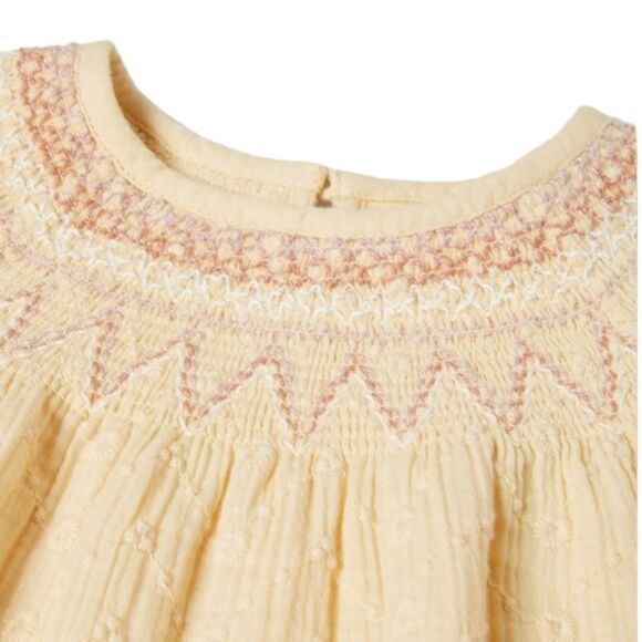 ZARA Kids | Light Yellow | TEXTURED EMBROIDERED DRESS - Picture 3 of 5